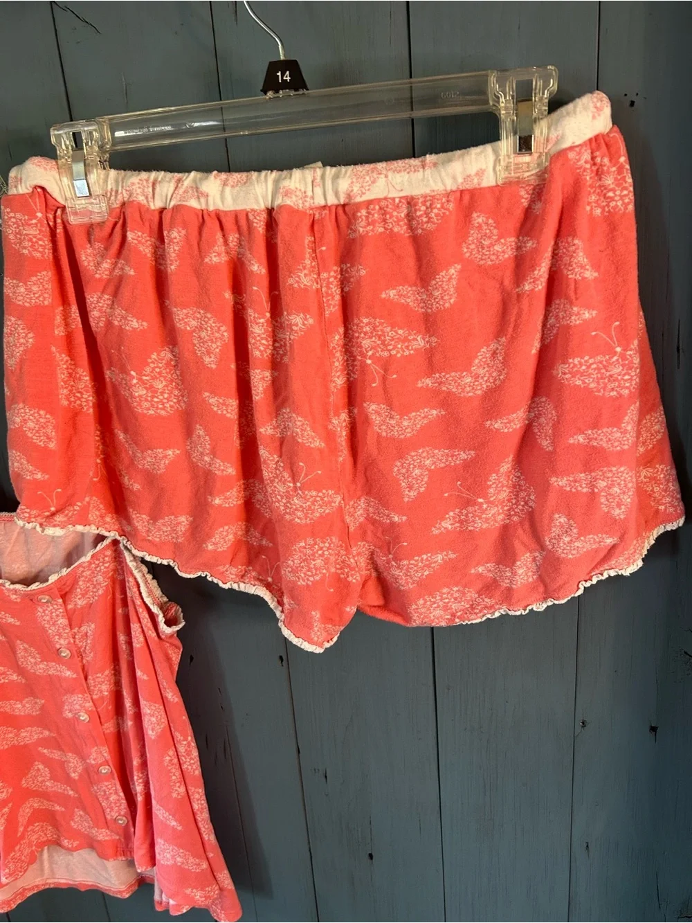 Jessica Simpson Coral Cami & Shorts Drawstring Waist w/ White Butterfly PJ Set L